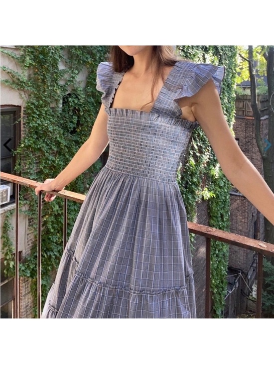 Hill House Dresses & Skirts - Hill House Plaid Smocked Midi Dress in Blue